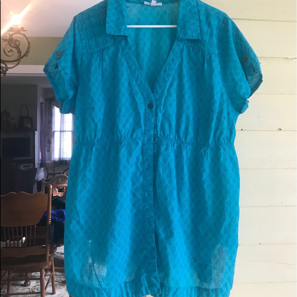 Blue button up blouse